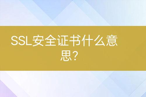 SSL安全證書什么意思？