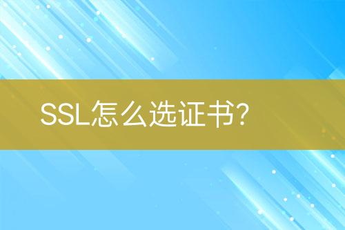 SSL怎么選證書？