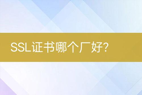 SSL證書哪個廠好？