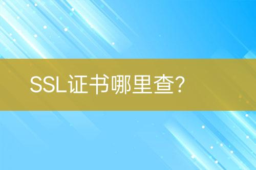 SSL證書哪里查？