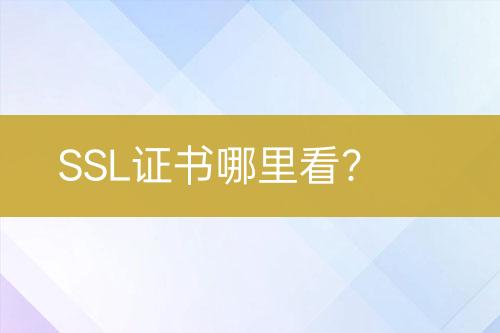 SSL證書哪里看？