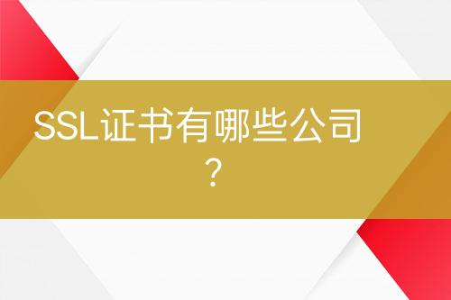 SSL證書有哪些公司？