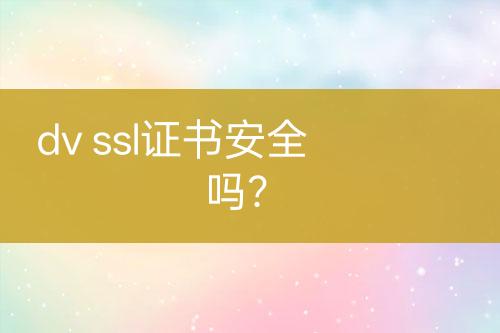 dv ssl證書安全嗎？