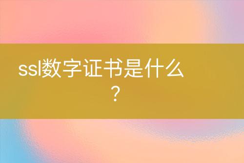 ssl數(shù)字證書是什么？