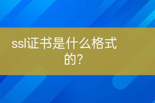 ssl證書是什么格式的？