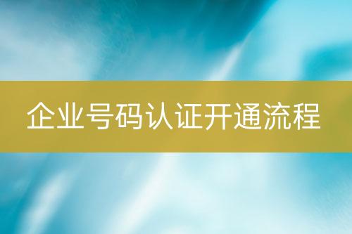 企業(yè)號碼認(rèn)證上線流程