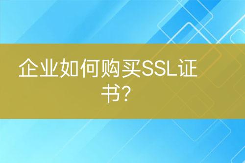 企業(yè)如何購買SSL證書？
