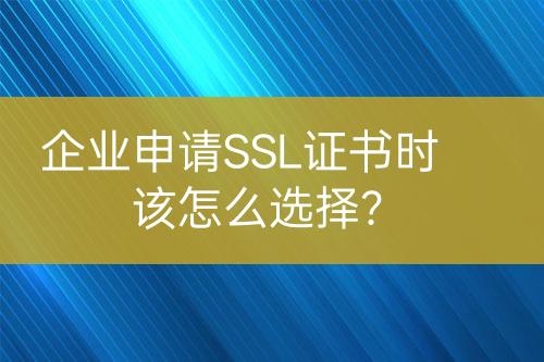 企業(yè)申請SSL證書時該怎么選擇？