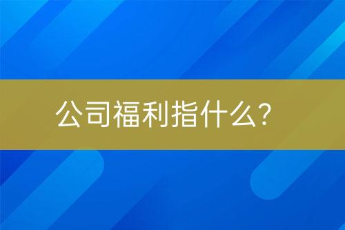 公司福利指什么？
