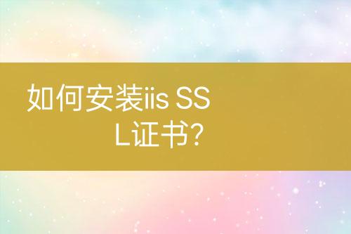 如何安裝iis SSL證書？