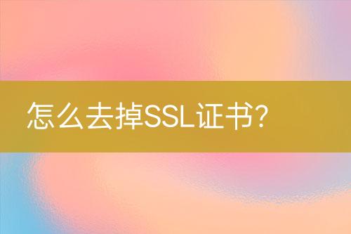 怎么去掉SSL證書？