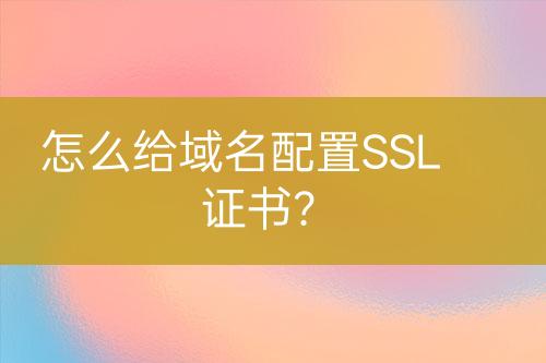 怎么給域名配置SSL證書？