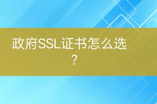 政府SSL證書怎么選？