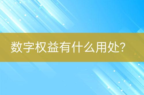 數(shù)字權(quán)益有什么用處？