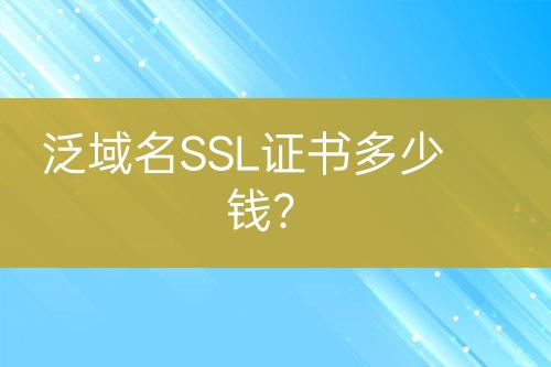 泛域名SSL證書多少錢？