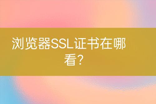 瀏覽器SSL證書在哪看？