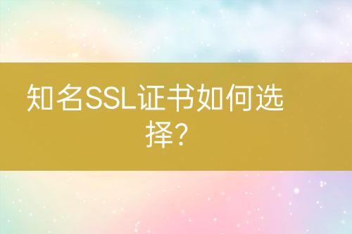 知名SSL證書如何選擇？