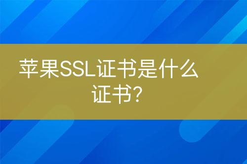 蘋(píng)果SSL證書(shū)是什么證書(shū)？
