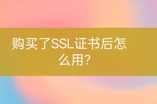 購(gòu)買了SSL證書后怎么用？